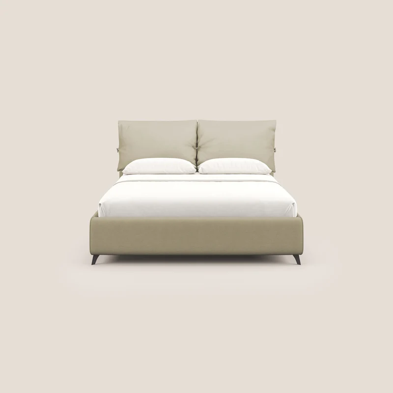 Susan lit rembourré avec coffre complètement déhoussable en microfibre détachable T11 crème