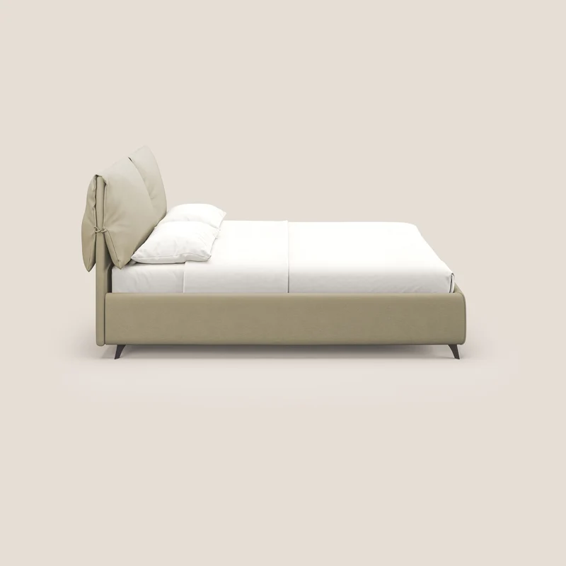 Susan lit rembourré avec coffre complètement déhoussable en microfibre détachable T11 crème