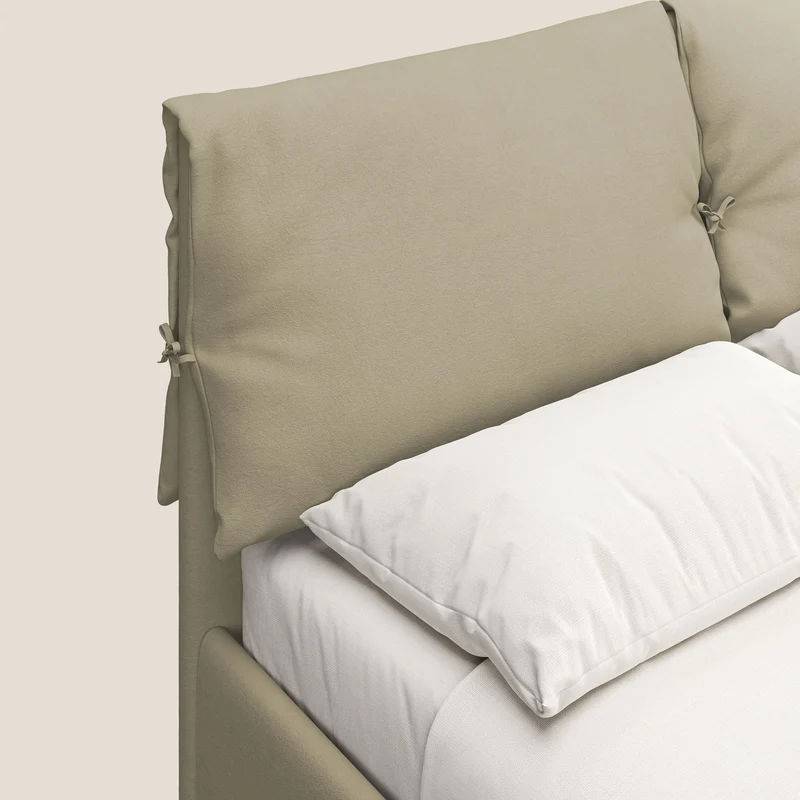 Susan lit rembourré avec coffre complètement déhoussable en microfibre détachable T11 crème