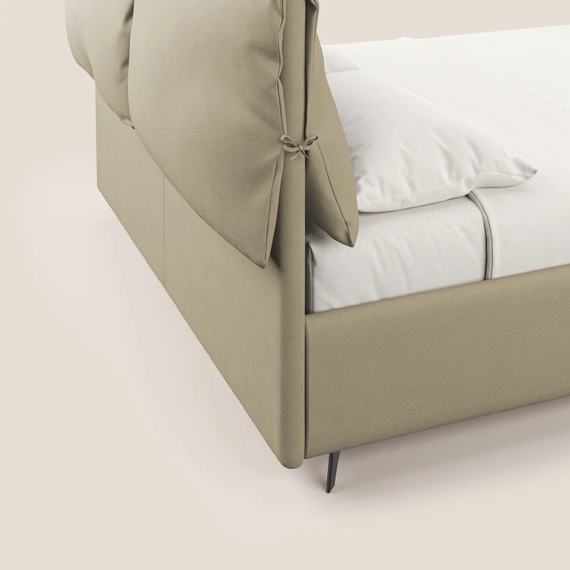 Susan lit rembourré avec coffre complètement déhoussable en microfibre détachable T11 crème