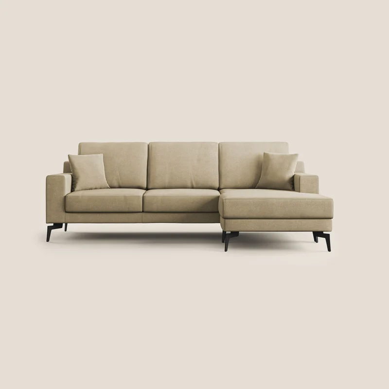 Prestige canapé d'angle moderne réversible en microfibre détachable T11 beige