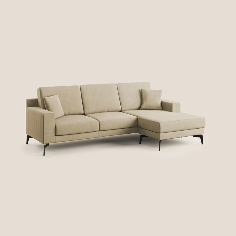 Prestige canapé d'angle moderne réversible en microfibre détachable T11 beige