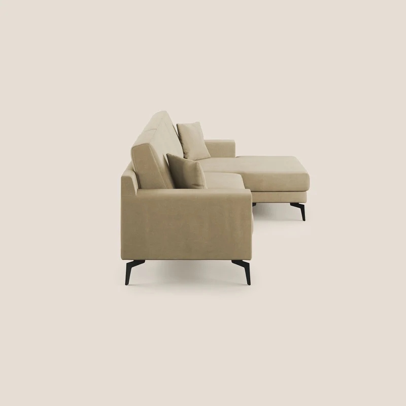 Prestige canapé d'angle moderne réversible en microfibre détachable T11 beige