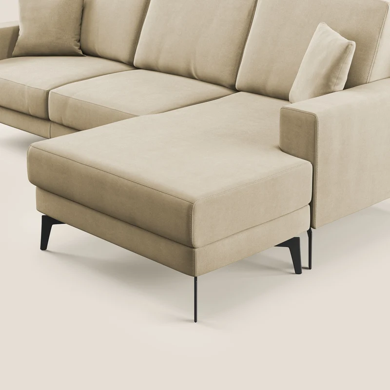 Prestige canapé d'angle moderne réversible en microfibre détachable T11 beige