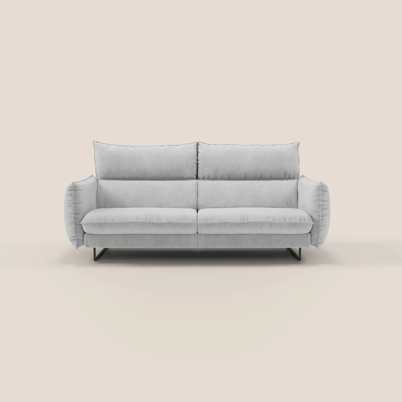 Monamour canapé au design moderne avec option relax électrique en microfibre détachable imperméable T11 gris clair