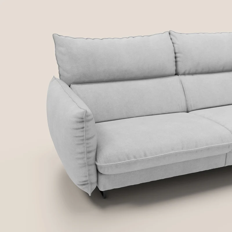 Monamour canapé au design moderne avec option relax électrique en microfibre détachable imperméable T11 gris clair