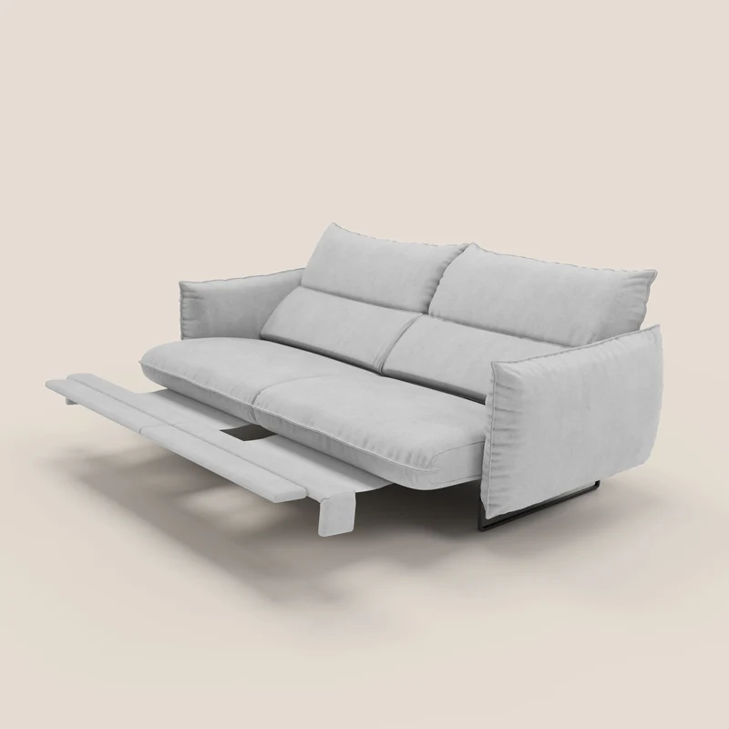 Monamour canapé au design moderne avec option relax électrique en microfibre détachable imperméable T11 gris clair