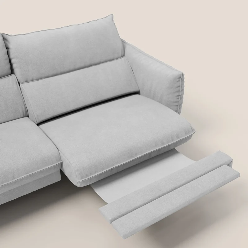 Monamour canapé au design moderne avec option relax électrique en microfibre détachable imperméable T11 gris clair