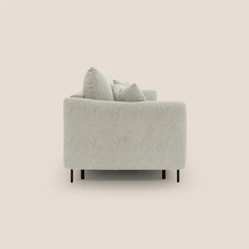 Gregory Canapé-lit avec matelas h18 cm en microfibre effet velours imperméable T09 crème