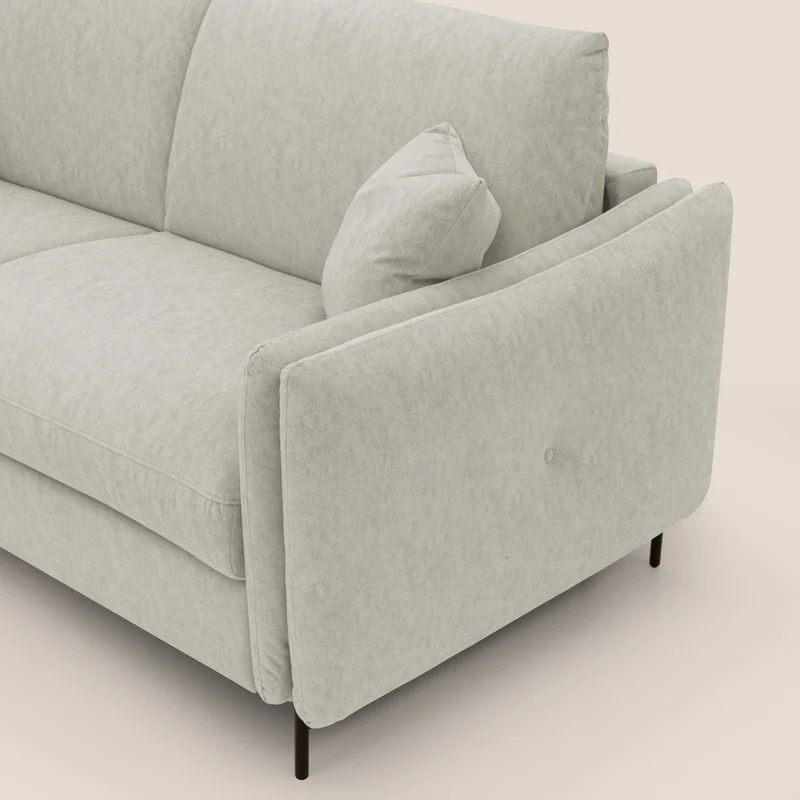 Gregory Canapé-lit avec matelas h18 cm en microfibre effet velours imperméable T09 crème