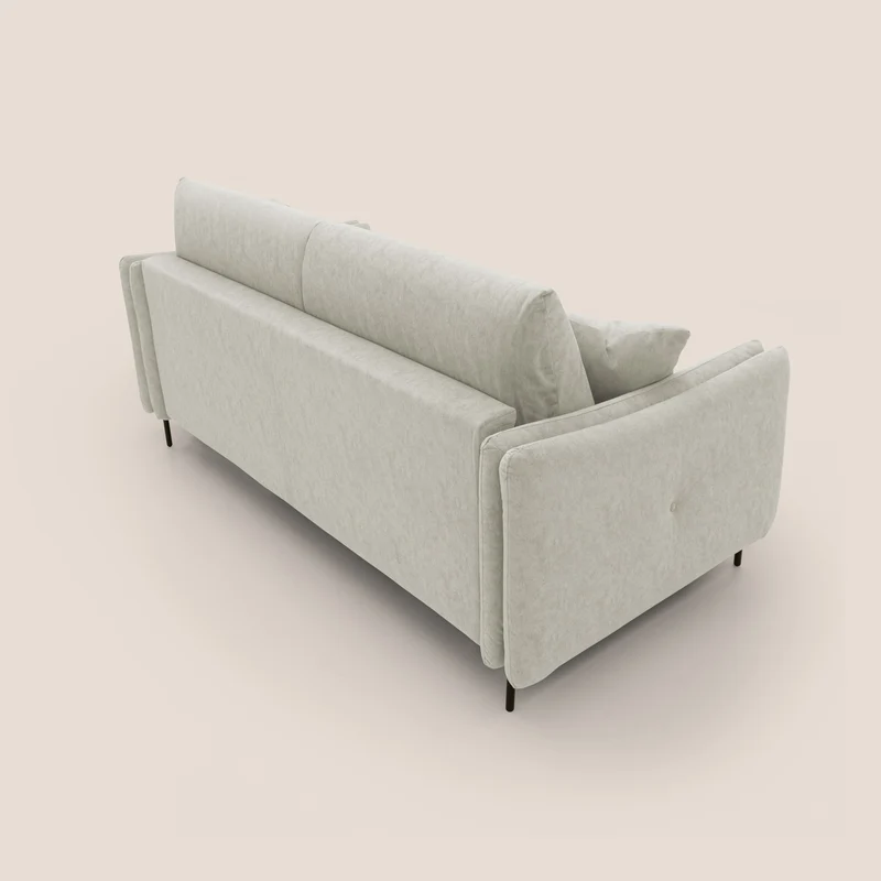 Gregory Canapé-lit avec matelas h18 cm en microfibre effet velours imperméable T09 crème