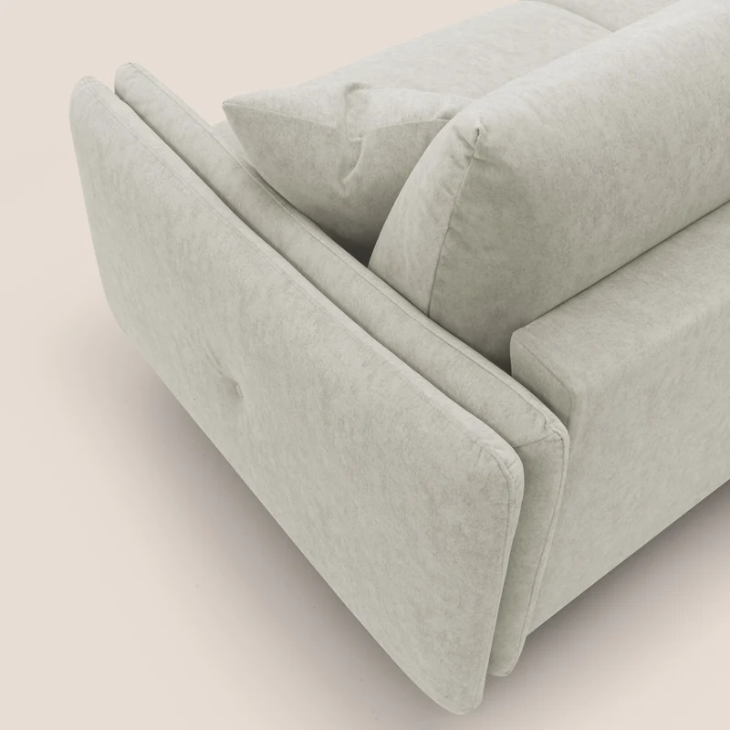 Gregory Canapé-lit avec matelas h18 cm en microfibre effet velours imperméable T09 crème