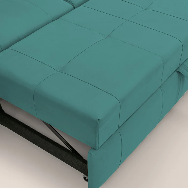 Kronos Canapé avec pouf extractible et têtières inclinalbes en microfibre douce imperméable T11 bleu canard