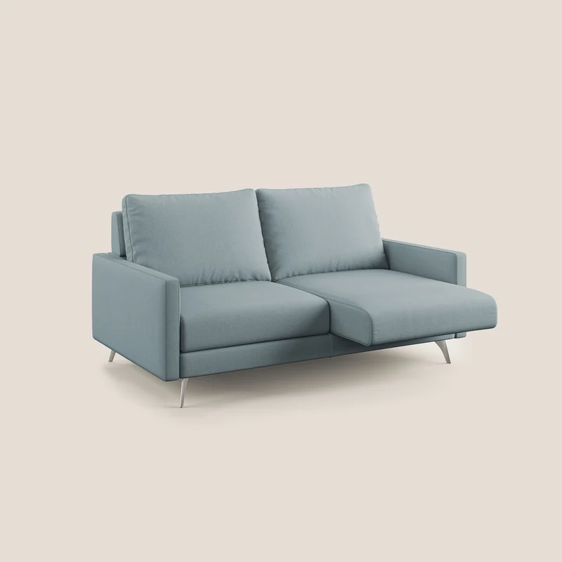 Klimt canapé avec assises coulissantes et dossier en duvet d'oie en tissu détachable T05 bleu gris