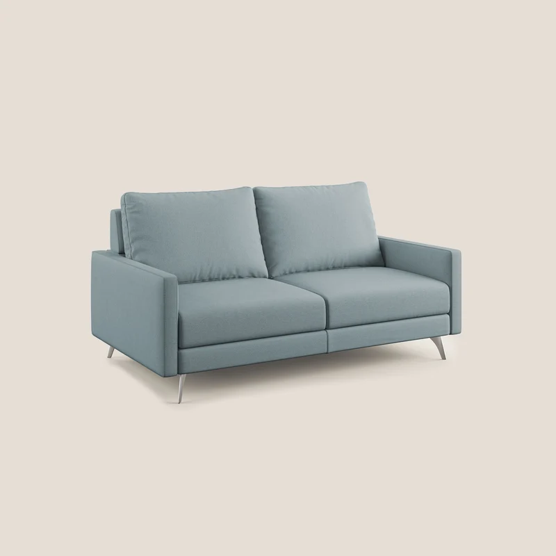 Klimt canapé avec assises coulissantes et dossier en duvet d'oie en tissu détachable T05 bleu gris