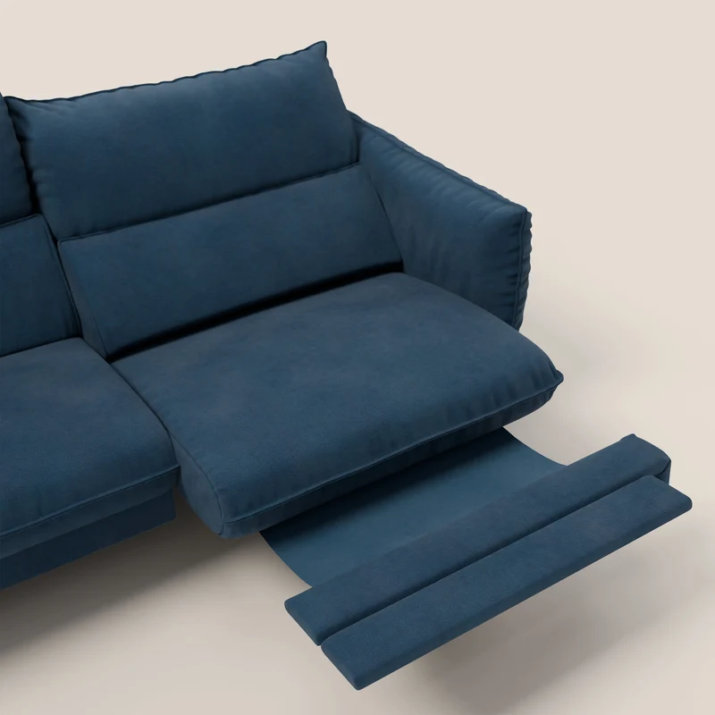 Monamour canapé au design moderne avec option relax électrique en microfibre détachable imperméable T11 bleu