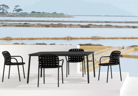 Table de repas extensible YARD 160 ( + 2 allonges de 55 cm) X 97,5 cm - Plateau en aluminium -EMU