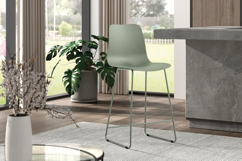 Chaise de comptoir Marie Gris-vert