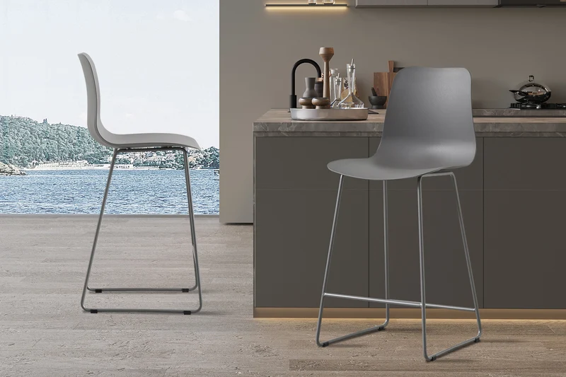 Chaise de comptoir Marie Gris