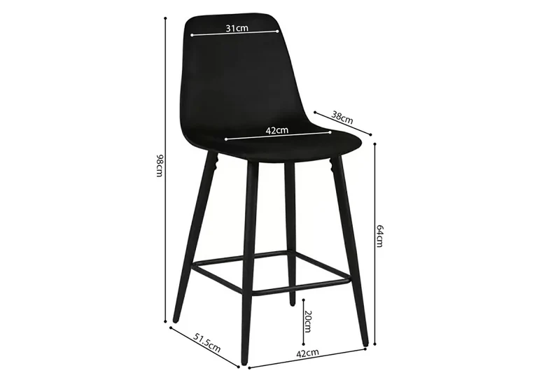 Chaise de Comptoir Boy Velours Noir