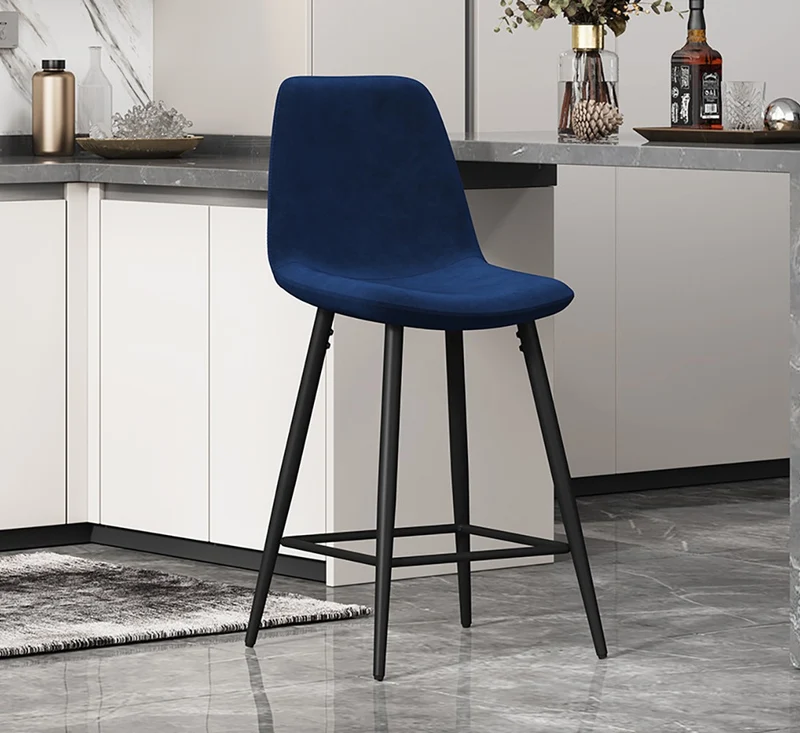 Chaise de Comptoir Boy Velours Bleu foncé