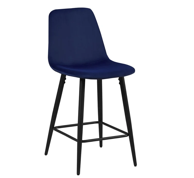 Chaise de Comptoir Boy Velours Bleu foncé