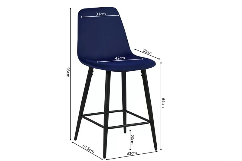 Chaise de Comptoir Boy Velours Bleu foncé