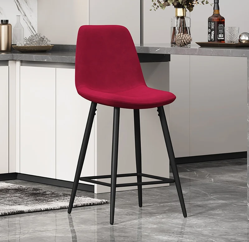 Chaise de Comptoir Boy Velours Bordeaux