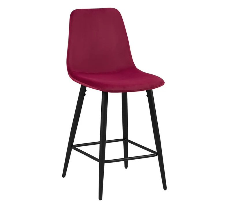 Chaise de Comptoir Boy Velours Bordeaux