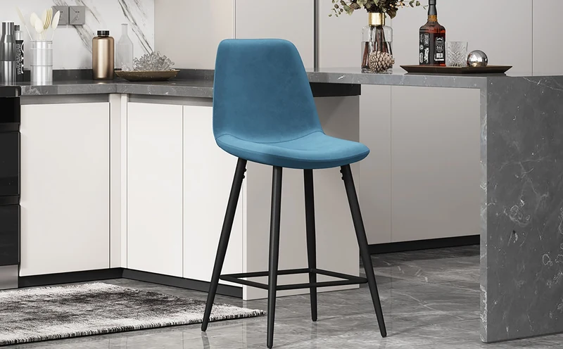 Chaise de Comptoir Boy Velours Bleu clair