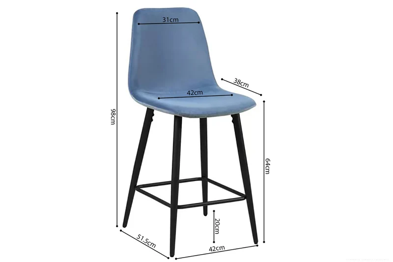 Chaise de Comptoir Boy Velours Bleu clair