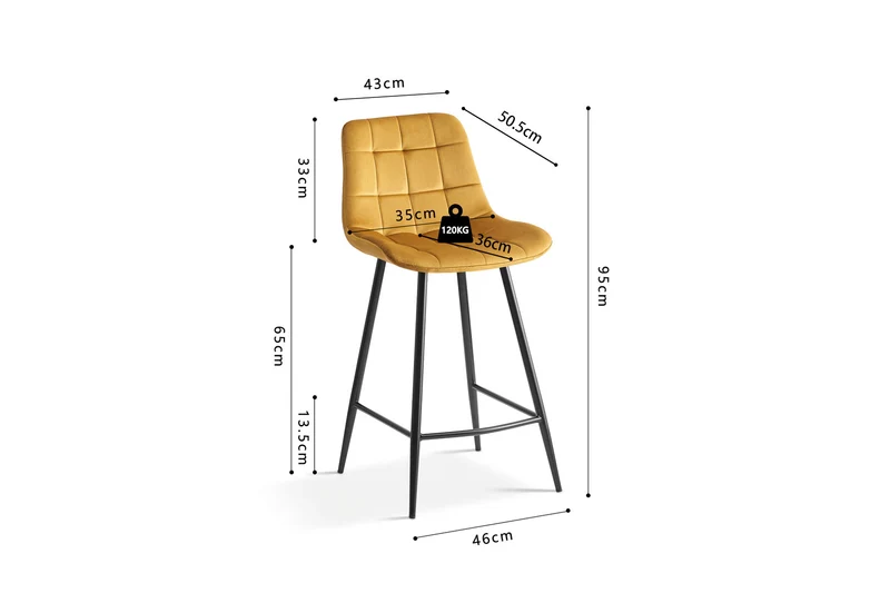 Chaise de comptoir Juta Velours Or