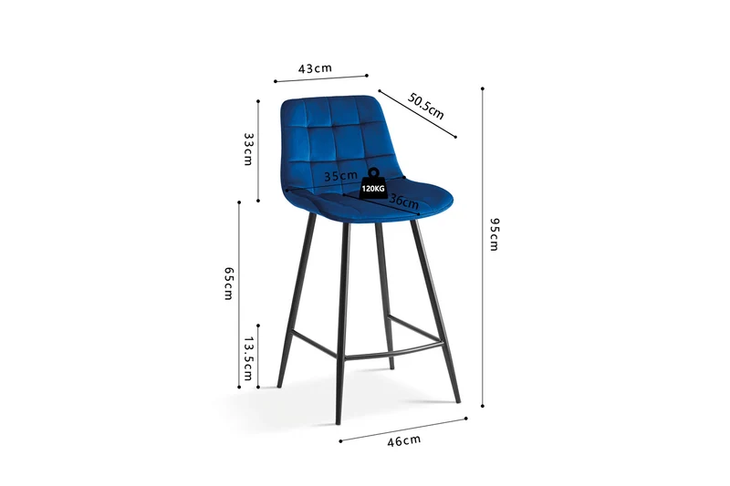 Chaise de comptoir Juta Velours Bleu