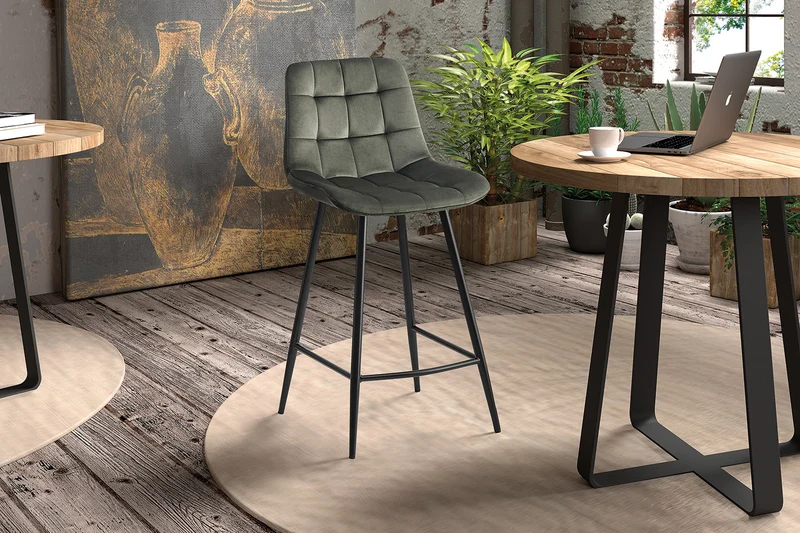 Chaise de comptoir Juta Velours Vert