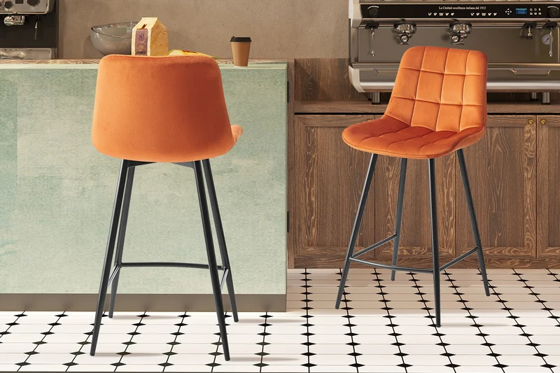 Chaise de comptoir Juta Velours Orange