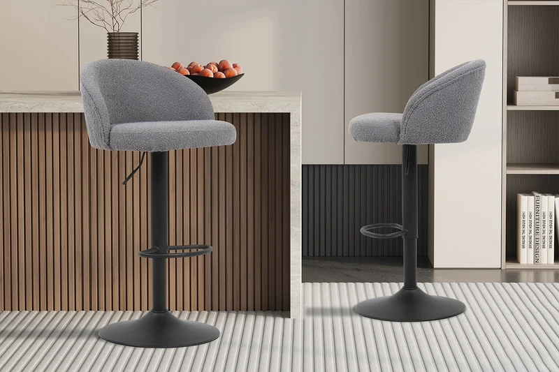 Tabouret de bar Arda Bouclé Gris clair