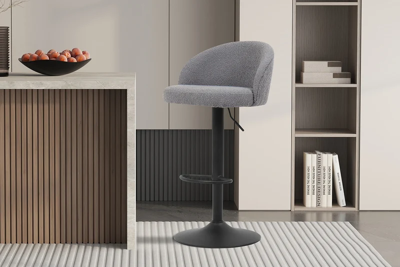 Tabouret de bar Arda Bouclé Gris clair