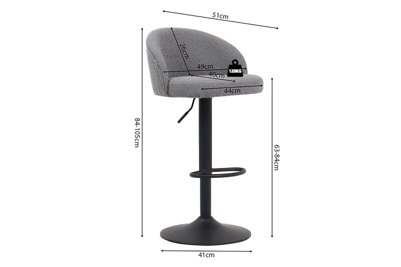 Tabouret de bar Arda Bouclé Gris clair