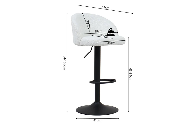 Tabouret de bar Arda Bouclé Blanc