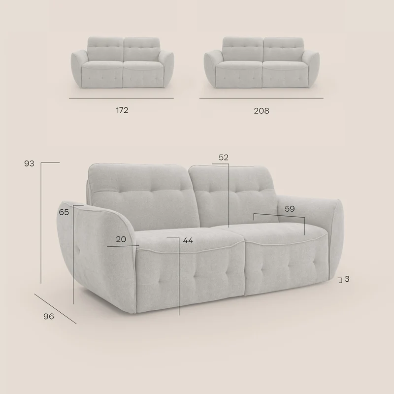 Cerbero canapé 2 ou 3 places en bouclette douce imperméable T07 beige