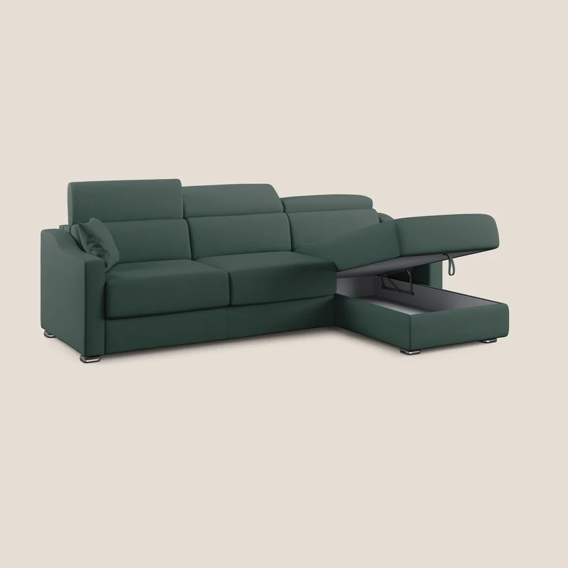 Amber canapé d'angle convertible en tissu détachable T05 vert