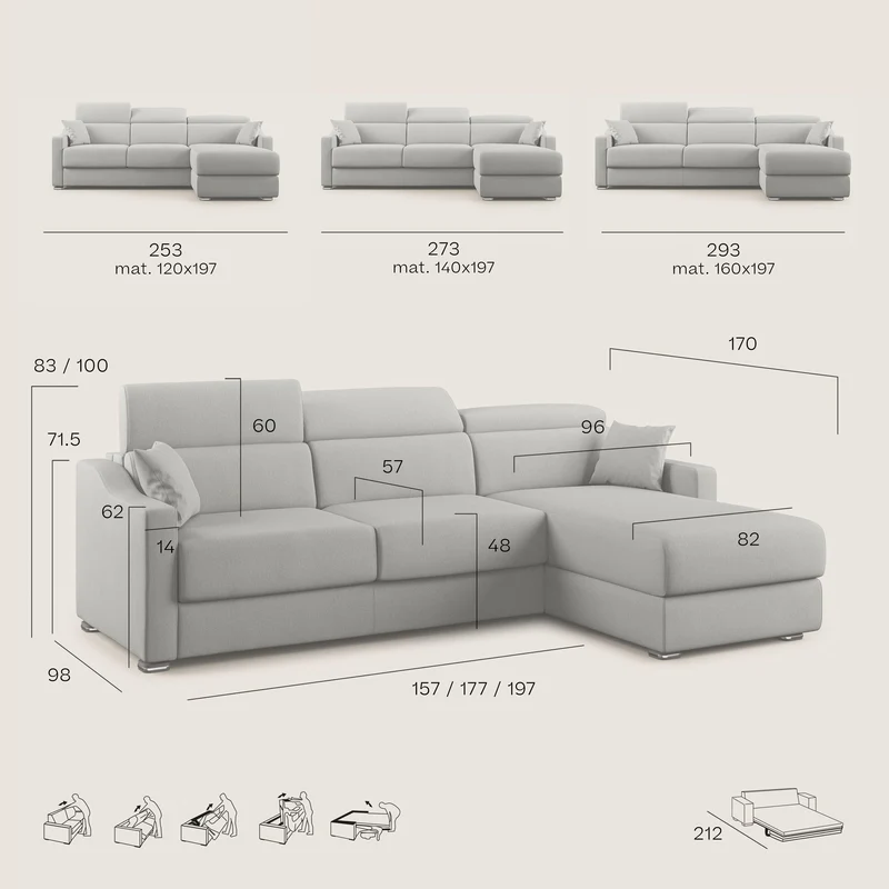 Amber canapé d'angle convertible en tissu détachable T05 vert