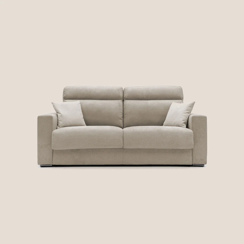 Nikita canapé lit convertible avec haut dossier moelleux en tissu doux imperméable T02 beige