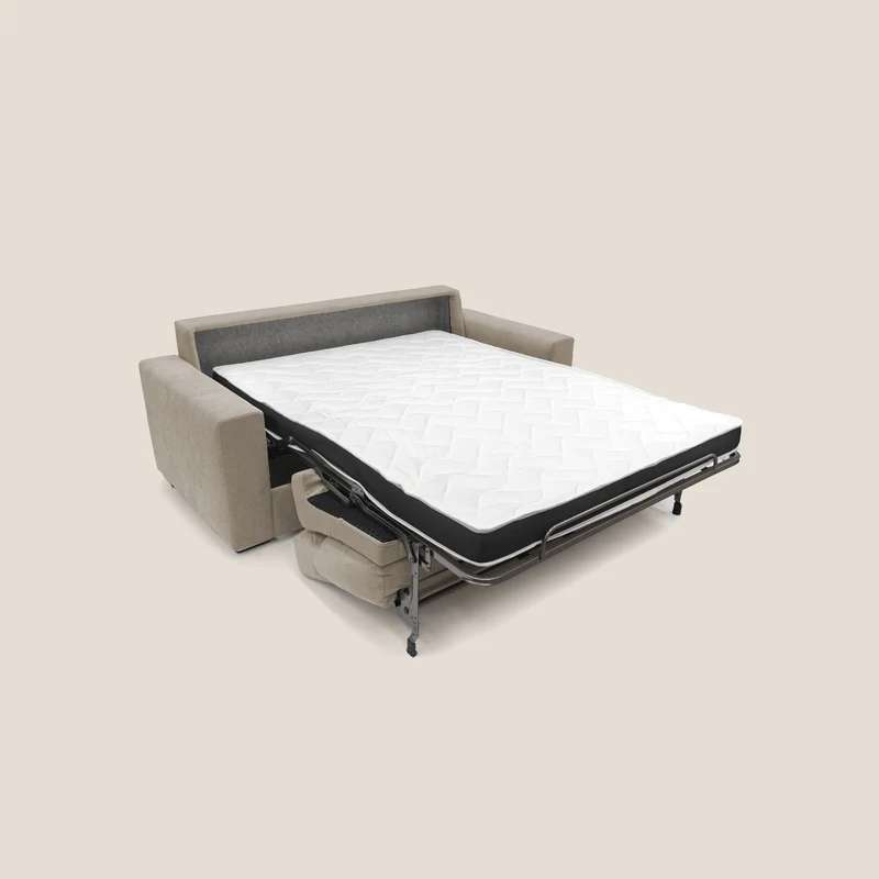 Nikita canapé lit convertible avec haut dossier moelleux en tissu doux imperméable T02 beige