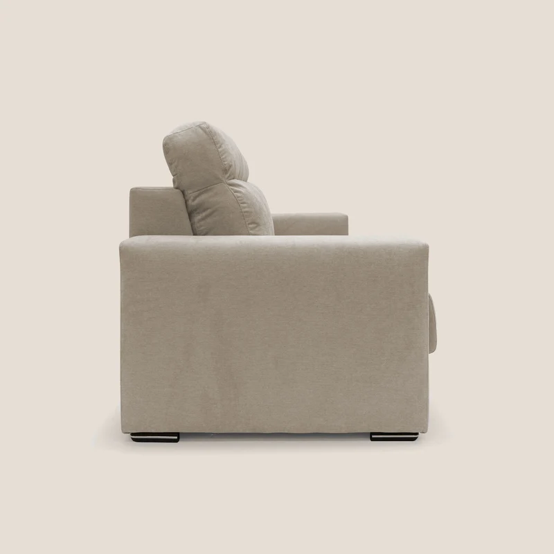 Nikita canapé lit convertible avec haut dossier moelleux en tissu doux imperméable T02 beige
