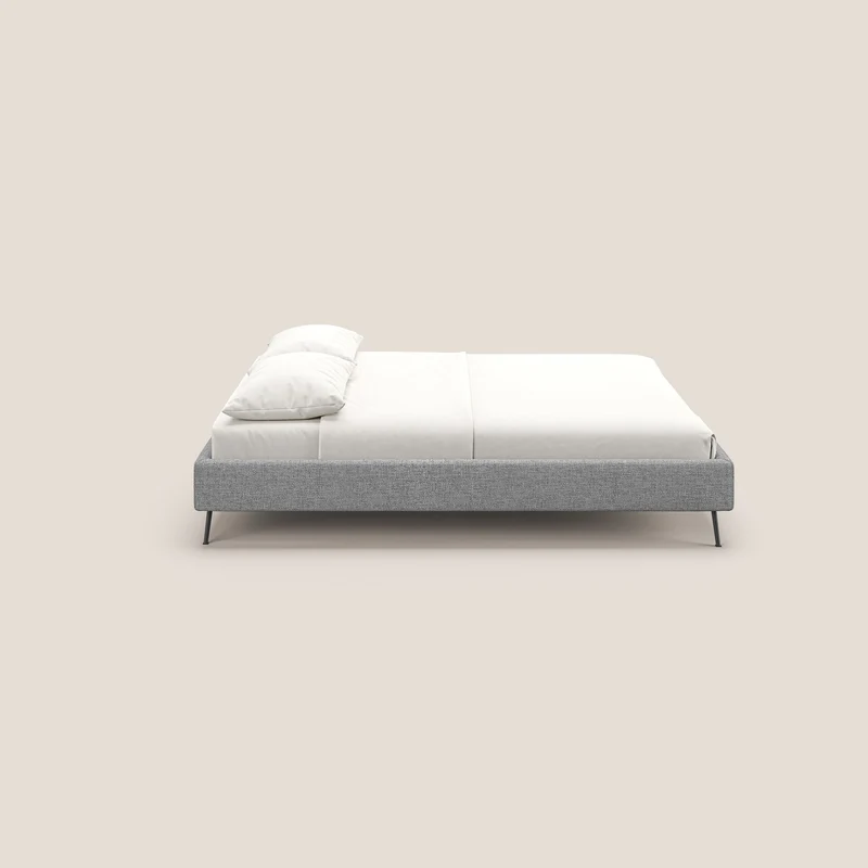 Steve sommier avec pieds hauts en tissu imperméable T10 gris clair