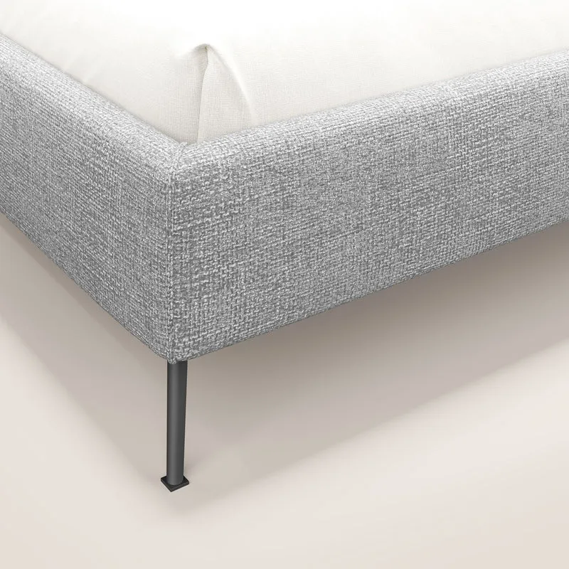 Steve sommier avec pieds hauts en tissu imperméable T10 gris clair