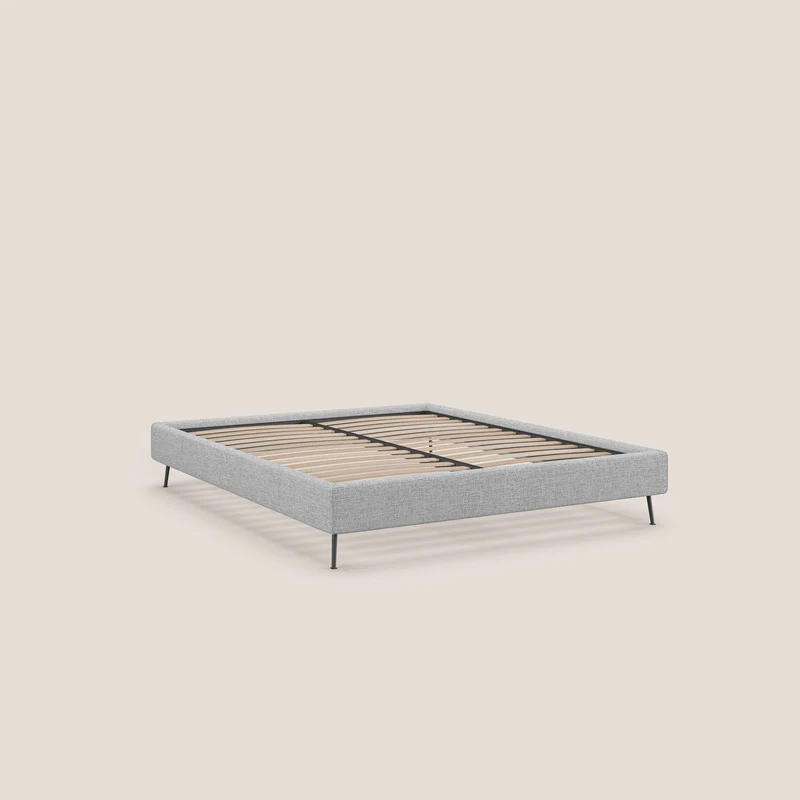 Steve sommier avec pieds hauts en tissu imperméable T10 gris clair