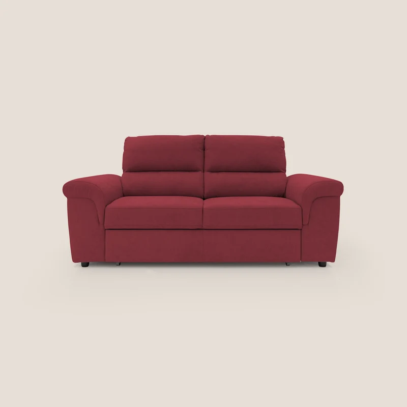 Minerva canapé linéaire avec pouf extractible en tissu doux imperméable T02 rouge