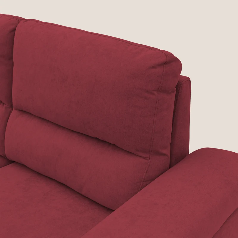 Minerva canapé linéaire avec pouf extractible en tissu doux imperméable T02 rouge
